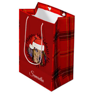 Moyen Sac cadeau personnalisé pour chien de Noël Dachs