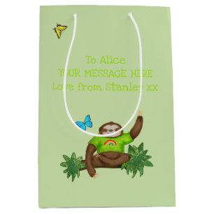 Moyen Sac cadeau personnalisé Stanley Sloth green