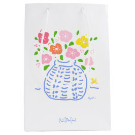 Moyen Sac cadeau posy rose et bleu