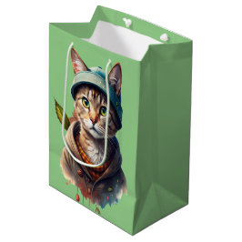 Moyen Sac cadeau pour chat graffiti vert