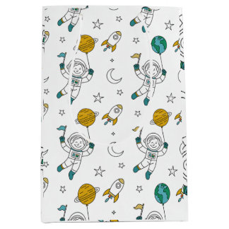 Moyen Sac cadeau pour enfants de fête spatiale