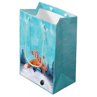 Moyen Sac cadeau renard sautant heureux