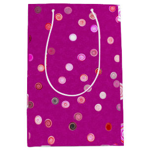 Moyen Sac cadeau rose à spirales de pois tordus