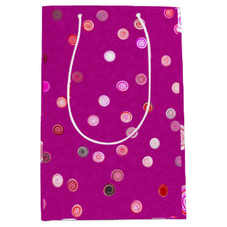 Moyen Sac cadeau rose à spirales de pois tordus