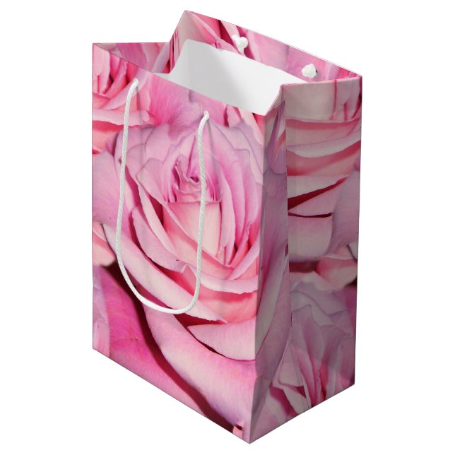 Moyen Sac cadeau rose rose (Devant Angle)