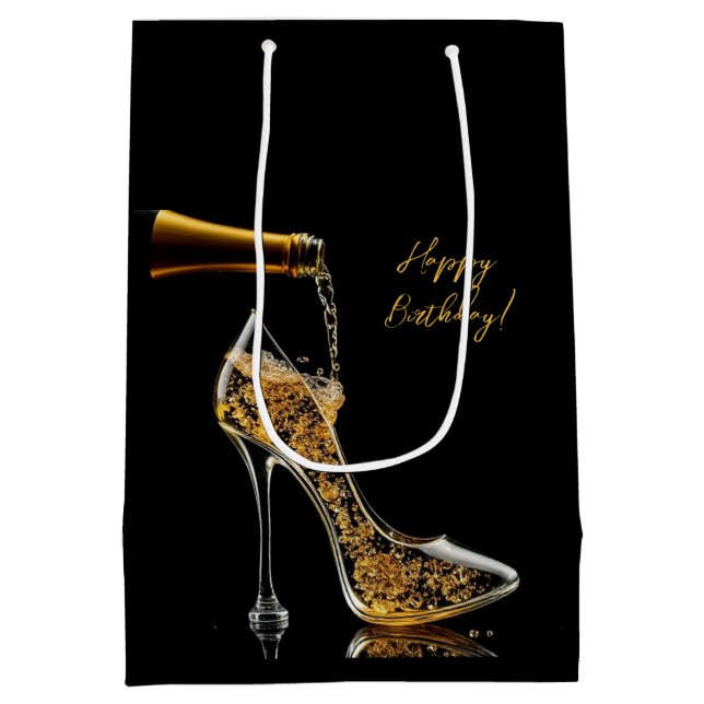 Moyen Sac cadeau Stiletto et vin mousseux (Dos)