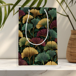 Moyen Sac Cadeau Tons de Bijoux à Motif de Feuille de Gi