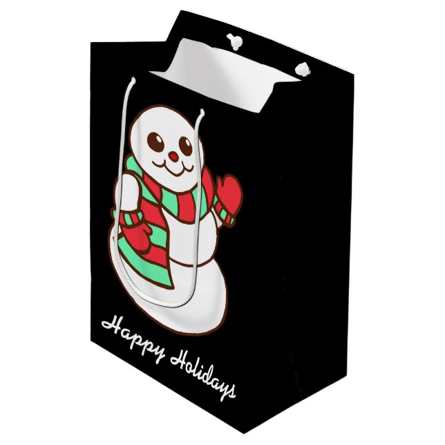 Moyen Sac cadeau Waving Snowman (Devant Angle)