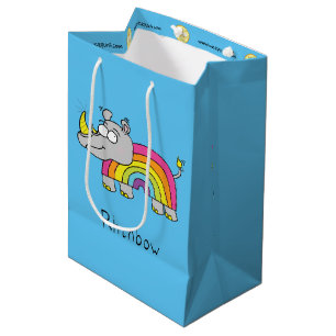 Moyen Sac de cadeau d'arc-en-ciel de rhinocéros de