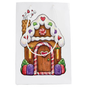 Moyen Sac de cadeau de Chambre de pain d'épice