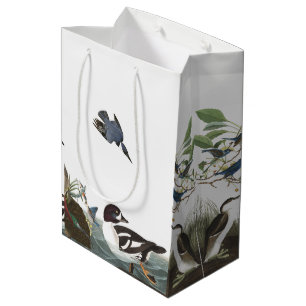 Moyen Sac de cadeau de collage d'oiseaux d'oiseaux bleus