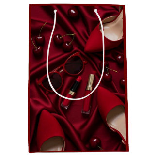 Moyen Sac de cadeau de mode rouge de luxe