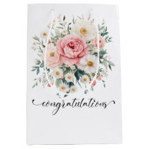 Sac de cadeau félicitations floral élégant