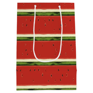 Moyen Sac en papier cadeau pastillé aquarelle rouge vif