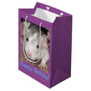 Moyen sac enroué de cadeau d'anniversaire de rat