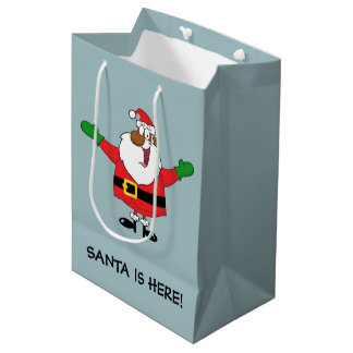 Moyen Sac noir de cadeau d'étreintes de Père Noël