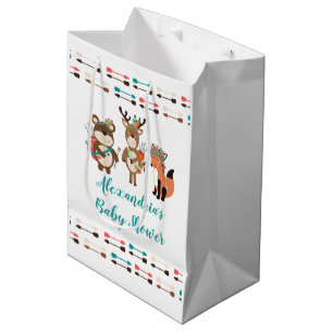 Moyen Sac tribal de cadeau de baby shower d'animaux de