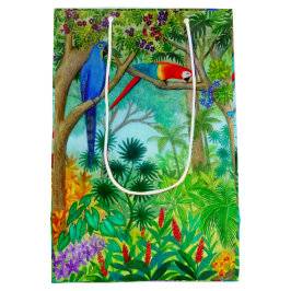 Moyen Sac tropical de cadeau de jungle de perroquet