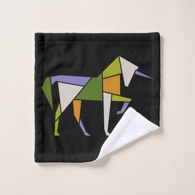 Moyen-siècle Abstrait Unicorne Tangram Animal (Gant de toilette)