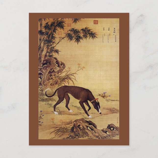 Moyuli ~ 墨 玉 ~ Greyhound ~ Giuseppe Castiglione ~  Postkarte (Vorderseite)