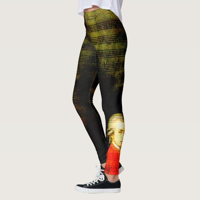 Mozart-Blattmusik und Porträt-Leggings Leggings (Links)