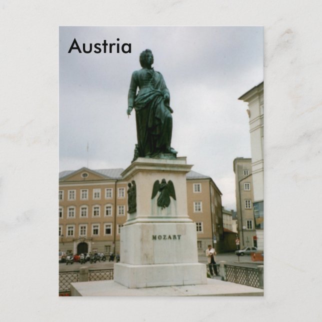 Mozart-Denkmal, Mozartplatz, Salzburg, Österreich Postkarte (Vorderseite)