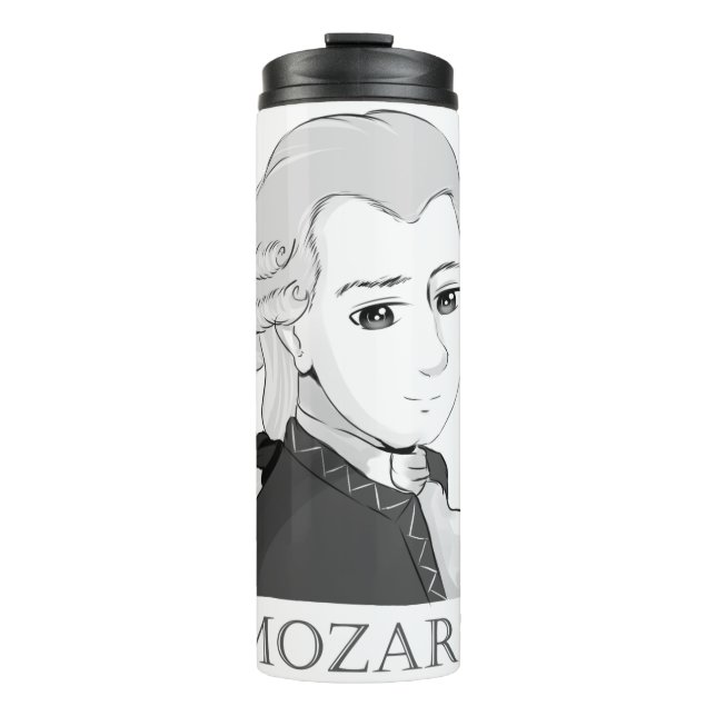 Mozart im Chibi Style Thermosbecher (Vorderseite)