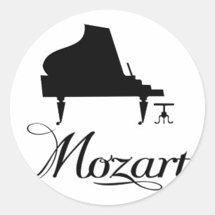 Mozart Piano T - Shirt Runder Aufkleber