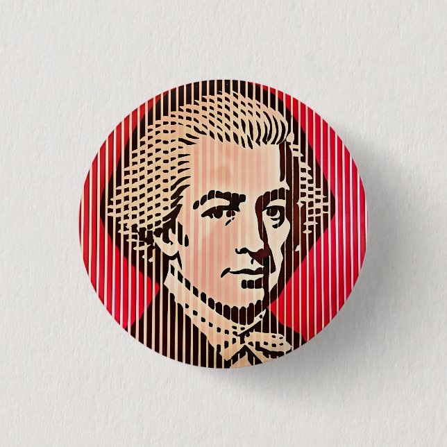 Mozart-Portrait im BAUHAUS-Stil Button (Vorderseite)