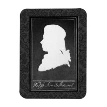 Mozart Profile Paper Cutout White on Black