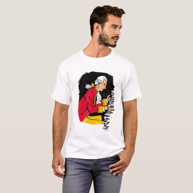 Mozart spielt Klavier T-Shirt (Vorne ganz)