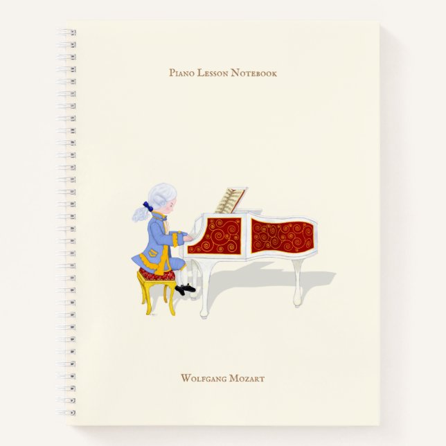 Mozart spielt Klaviermusiker Personalisiert Notizbuch (Vorderseite)