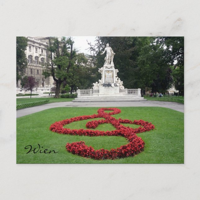 Mozart statue wien postkarte (Vorderseite)