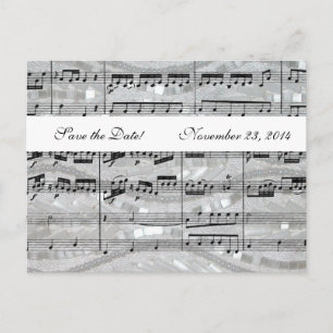 Mozart- und Perlen-Musik Save the Date Ankündigungspostkarte
