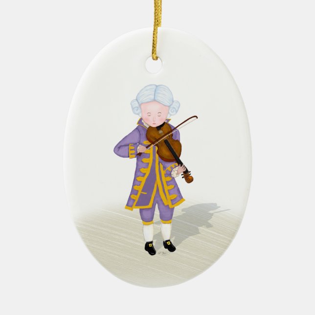 Mozart Violine Kind Wundermusik Keramik Ornament (Vorne)