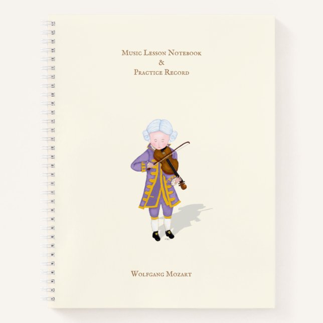 Mozart Violine Personalisiert Musikerin Notizbuch (Vorderseite)