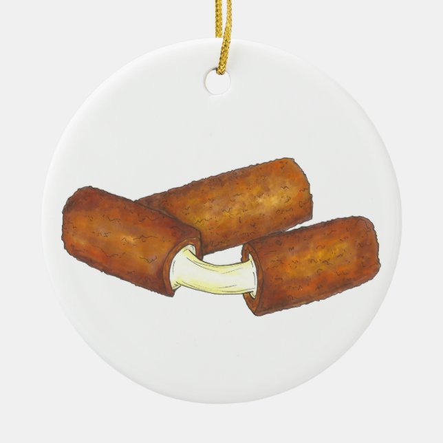 Mozzarella Fried Checks Junk Food Feinschmecker Keramikornament (Vorne)