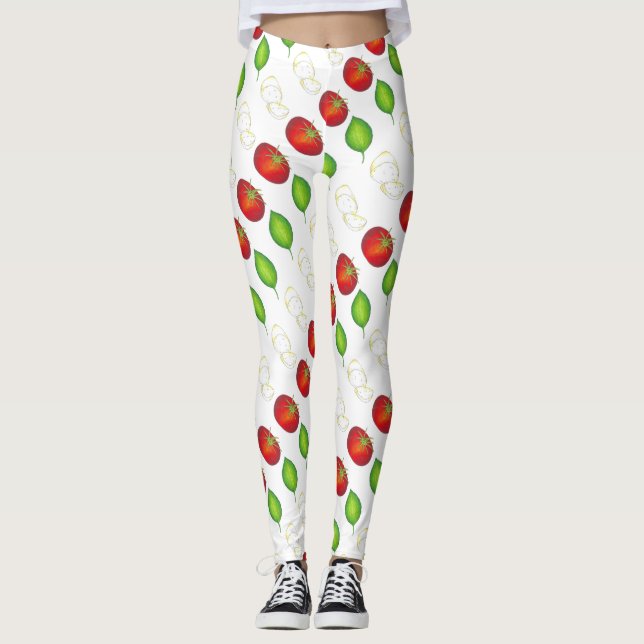 Mozzarella Tomato Basilia Italienische Küche Leggings (Vorderseite)