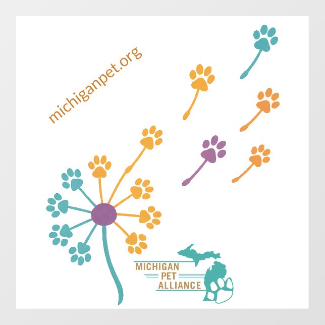 MPA Dandelion Paw Prints Fensterklammern Fensteraufkleber (Blatt)