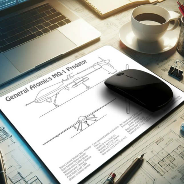MQ-1 Predator UAV- Flugzeug-Blueprint BD Mousepad (Von Creator hochgeladen)