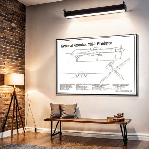 MQ-1 Predator UAV- Flugzeug-Blueprint BD Poster