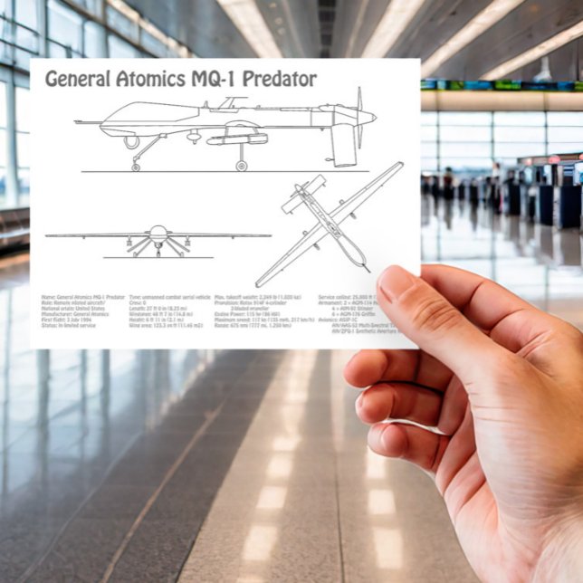 MQ-1 Predator UAV- Flugzeug-Blueprint BD Postkarte (Von Creator hochgeladen)
