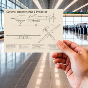 MQ-1 Predator UAV - Flugzeug-Blueprint SD Postkarte