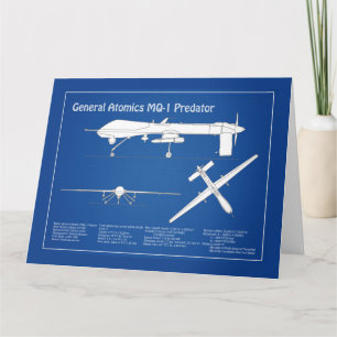 MQ-1 Predator  UAV- Flugzeugblauplan ABD Dankeskarte