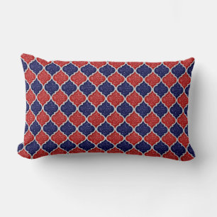 MQF Sequins-Red-White-Dark Blue-LUMBAR PILLOW Lendenkissen
