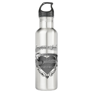 Mr."10th Tin Wedding Anniversary" 3DHerart Emblem Edelstahlflasche