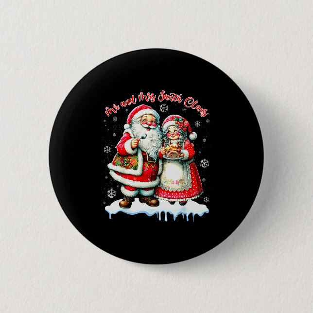Mr &amp; Mrs Santa Claus Christmas Matching Couple Button (Vorderseite)