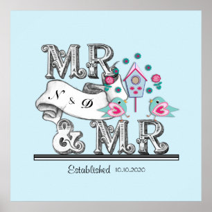 Mr. and Mr Personalisiert Gay Wedding Gift Poster