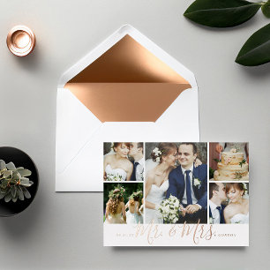Mr. and Mrs. 5 Foto Wedding Danke Foil Card Folien Feiertagskarte