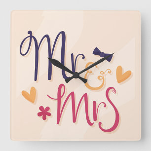 Mr. and Mrs. Acrylic Wall Clock Quadratische Wanduhr